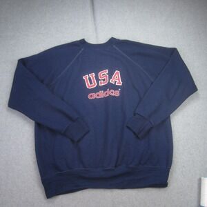 Vintage Adidas Sweatshirt Mens XL Blue USA 80s 90s Patriotics Made in USA